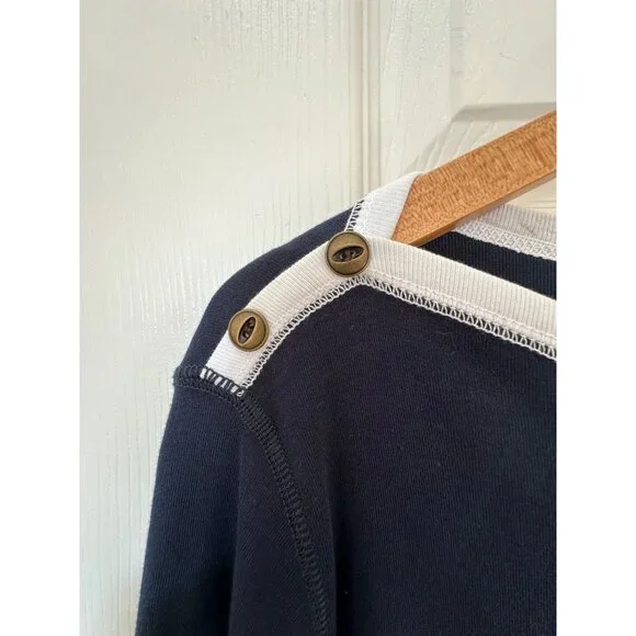 NEW Lauren Ralph Lauren Classics Navy Blue Boatneck Top Woman's Size 2X Nautical - Picture 3 of 10